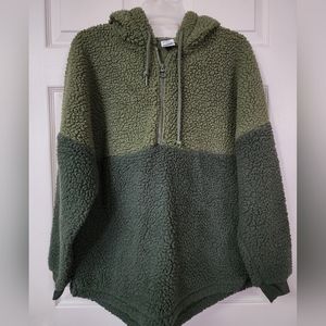 PINK- Green Oversized Fleece Pullover